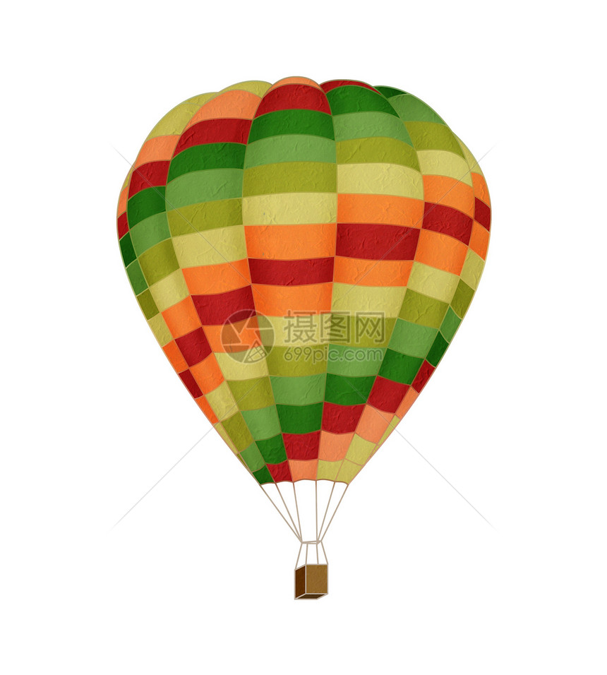 用木莓纸制成的气球纸艺回收艺术工艺日落太阳运输乐趣折纸航班图片