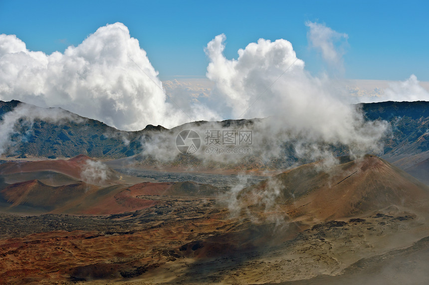 Haleakala 火山和Crater Maui夏威夷陨石地质学远足岩石火山岩起源图片