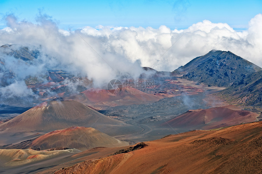 Haleakala 火山和Crater Maui夏威夷陨石起源地质学远足火山岩岩石图片
