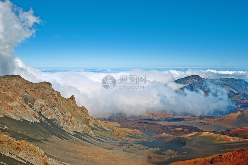 Haleakala 火山和Crater Maui夏威夷起源岩石火山岩远足陨石地质学图片