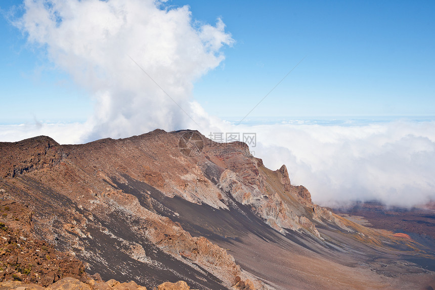 Haleakala 火山和Crater Maui夏威夷地质学起源岩石远足火山岩陨石图片