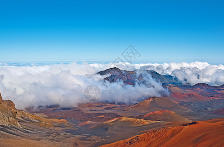 哈雷阿卡拉Haleakala 火山和Crater Maui夏威夷起源岩石地质学火山岩陨石远足背景