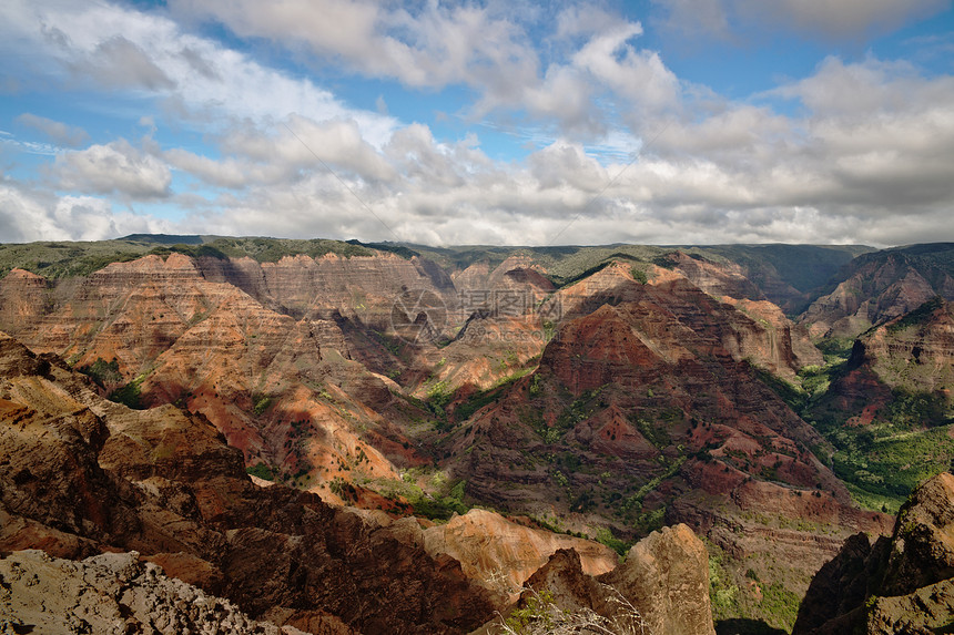 Waimea峡谷  Kauai 夏威夷地方天空气候岩石热带风景图片