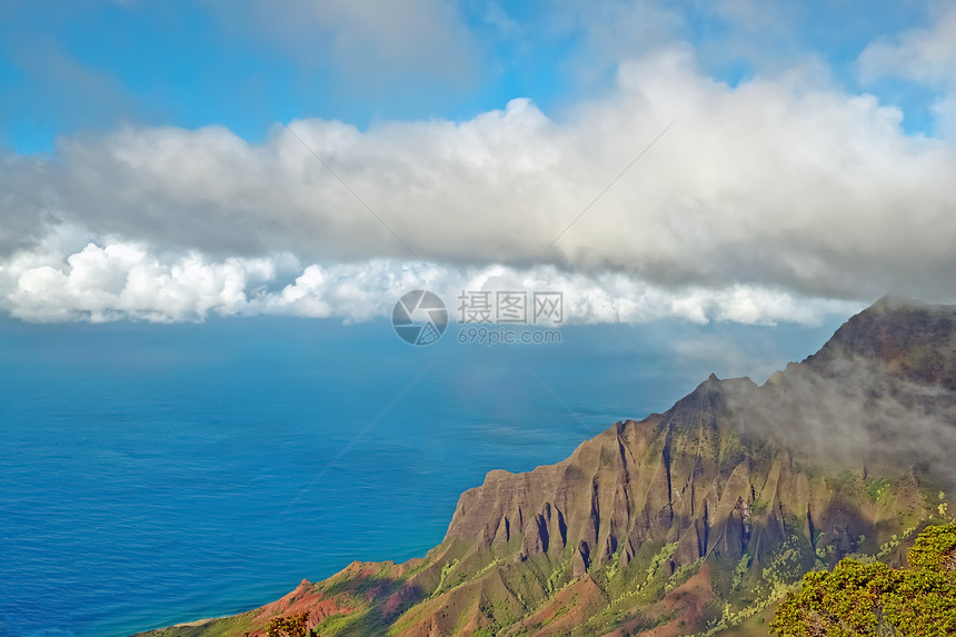 夏威夷地方天空峡谷岩石群岛蓝色图片