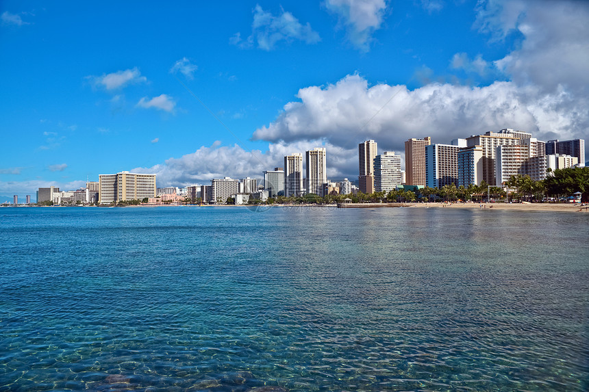 瓦胡岛夏威夷Waikiki海滩城市酒店度假村旅游沿海目的地特色景观图片