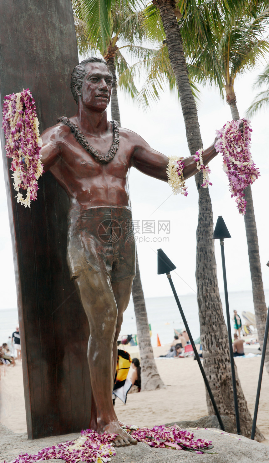 奥胡岛夏威夷公爵雕像图片