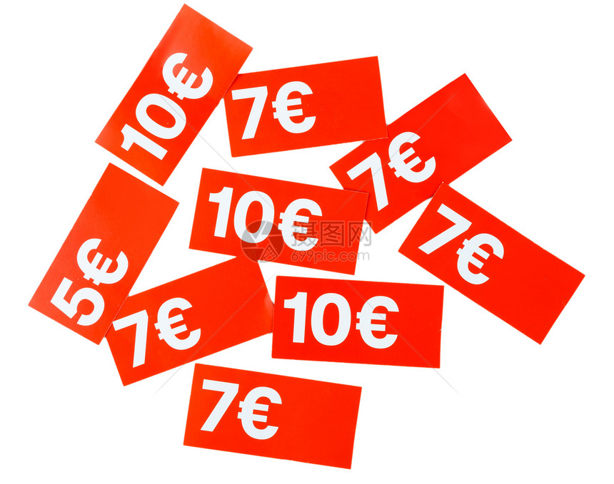 红纸红色纸价格标签(欧元)图片