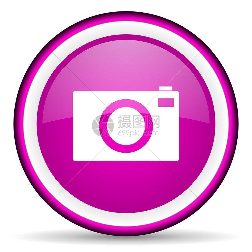 白色背景上的相机紫紫色图标图片