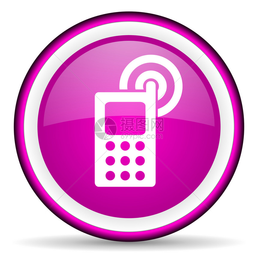 白色背景上的手机紫紫色光标图标图片