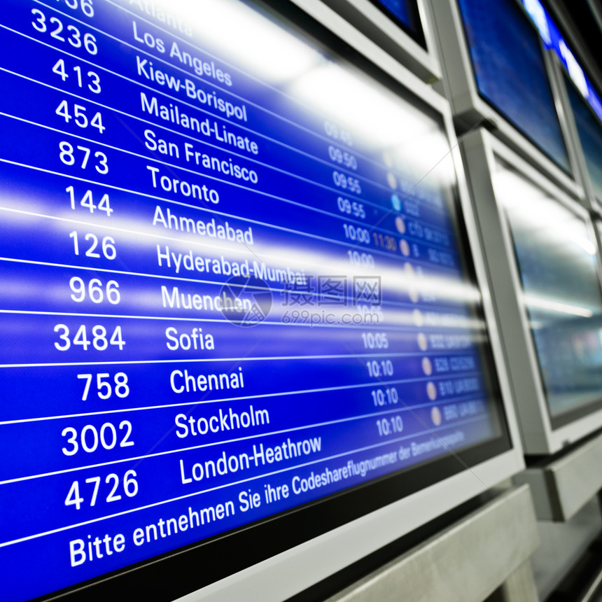 机场机板木板城市旅行监视器时间旅游日程数据蓝色飞机场图片