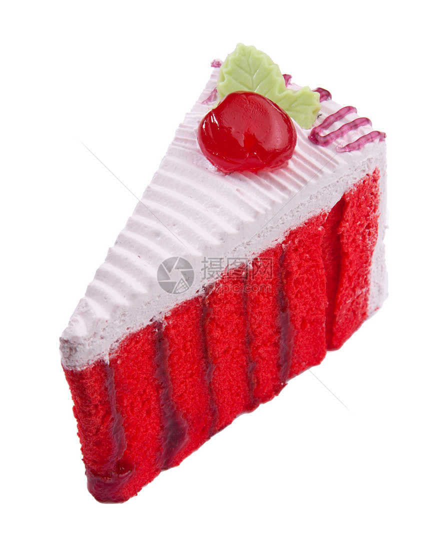 草莓蛋糕加樱桃和慕斯奶油 与世隔绝图片