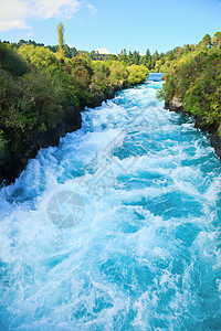 怀卡托胡卡瀑布峡谷漂流蓝色山沟激流白色风景运动力量速度背景