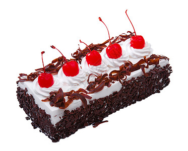 巧克力蛋糕装饰 由慕丝奶油和樱桃背景图片