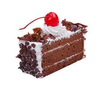 巧克力蛋糕加慕斯巧克力船和樱桃馅饼高清图片
