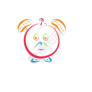 有眼睛的闹钟有趣的闹钟绘画插图艺术笑脸兔子草图机械卡通片圆圈小时设计图片