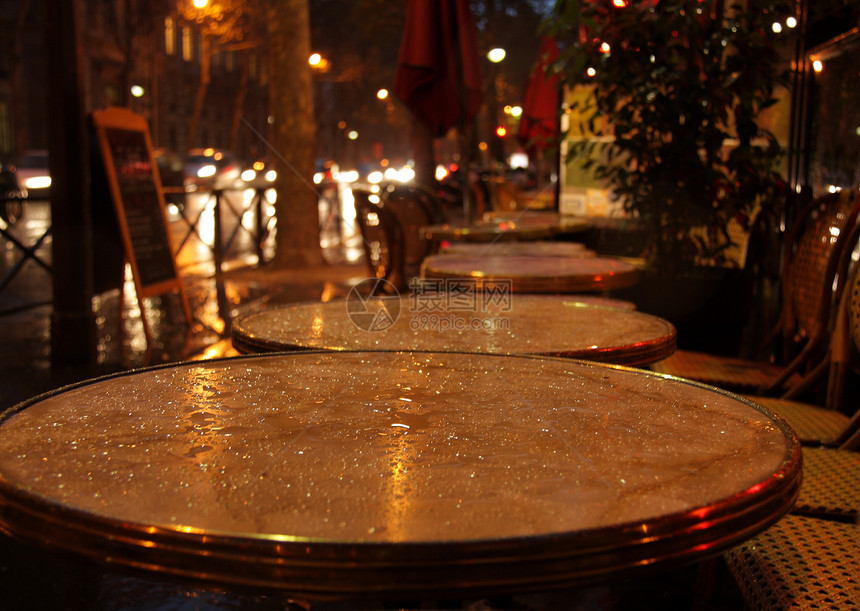 晚上咖啡厅城市桌子咖啡阵雨咖啡店旅行景观餐厅图片