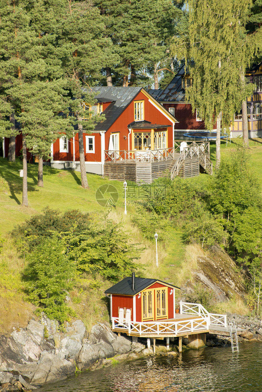 斯堪的纳维亚住房花岗岩石头住宅农村森林村庄岩石国家建筑木头图片