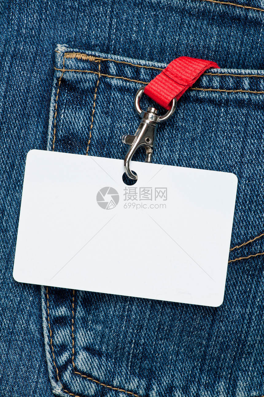 口袋里的空白徽章后台推介会蓝色身份塑料卡片标签贵宾服饰权威图片