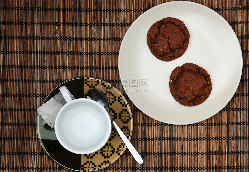 茶和饼干餐厅早餐花草时间咖啡绿茶盘子休闲茶杯时光图片