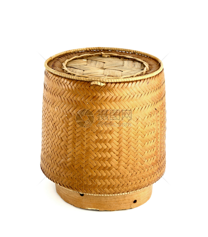 一个木竹老式的粘糊大米竹木板盒编织材料木头蒸汽手工文化午餐团体活力乡村图片