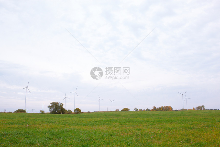 风力涡轮机扇子发电机技术季节牧场力量全景阳光刀刃场地图片