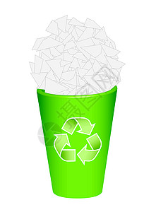 纸垃圾循环回收箱垃圾箱生态环境保护垃圾绿色插图回收插画