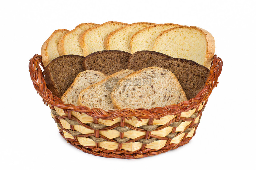 面包商品生活早餐粮食部分面团耳朵木板包子篮子图片