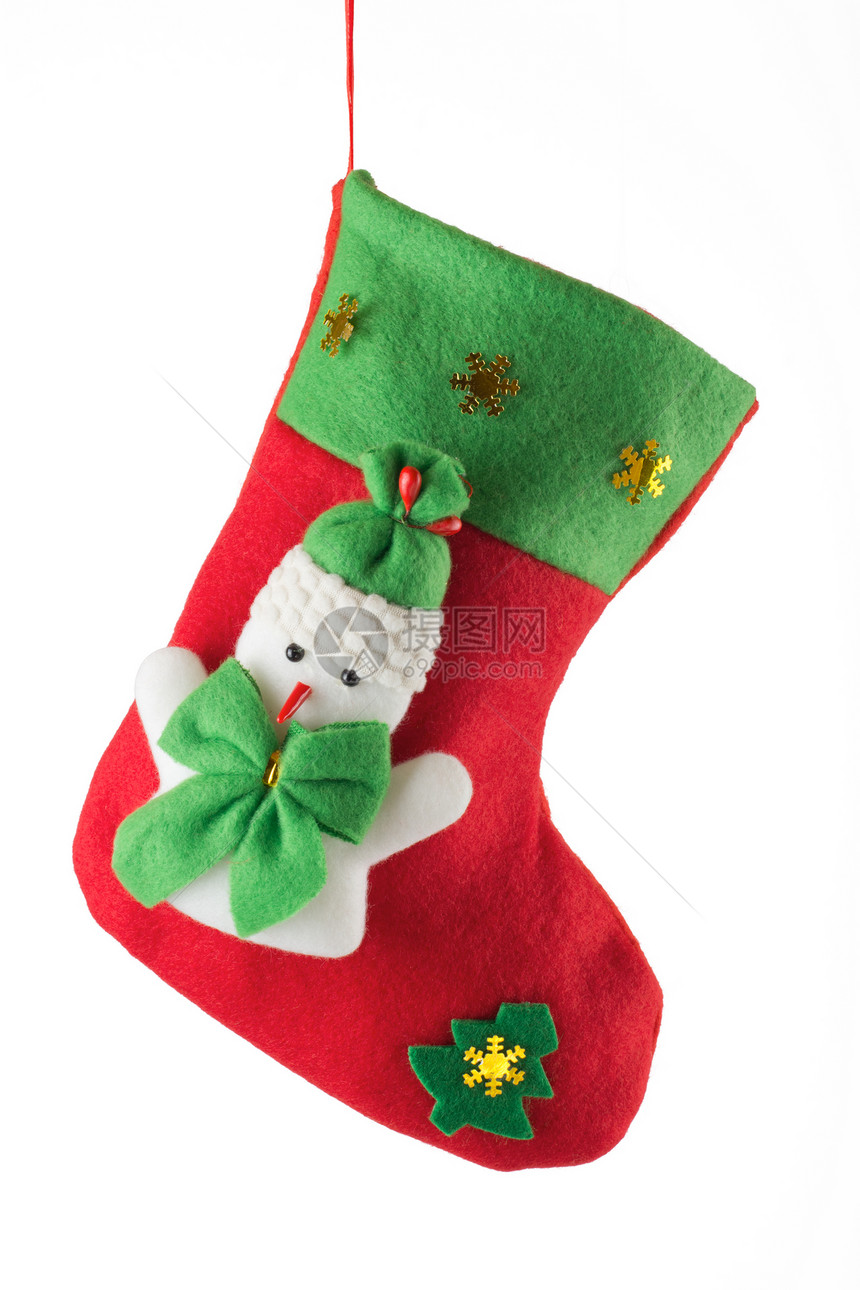 圣诞老人的红丝袜装饰品白色传统风格礼物库存短袜红色装饰展示图片
