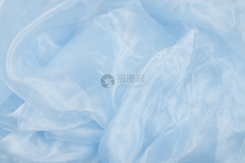蓝边面背景纺织品丝绸窗帘曲线布料织物热情天鹅绒涟漪奢华图片