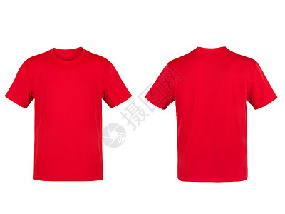 红色T恤素材白色背景孤立的红色T恤衫衬衫空白棉布艺术纺织品衣服夹子闲暇织物背景