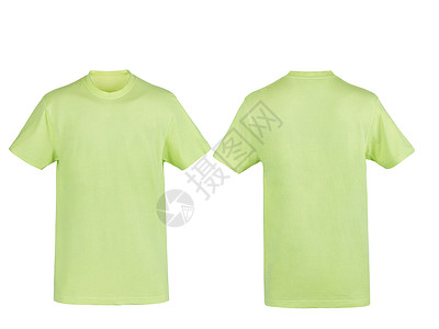 白色背景孤立的绿色T恤衫服装纺织品衬衫衣服剪贴画棉布衣领套装裙子马球背景图片