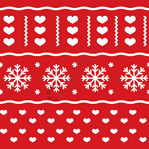 冬季圣诞节无缝的矢量模式刺绣织物季节雪花墙纸白色红色针织新年纺织品背景图片