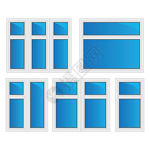 白色窗框塑料窗口的矢量插画