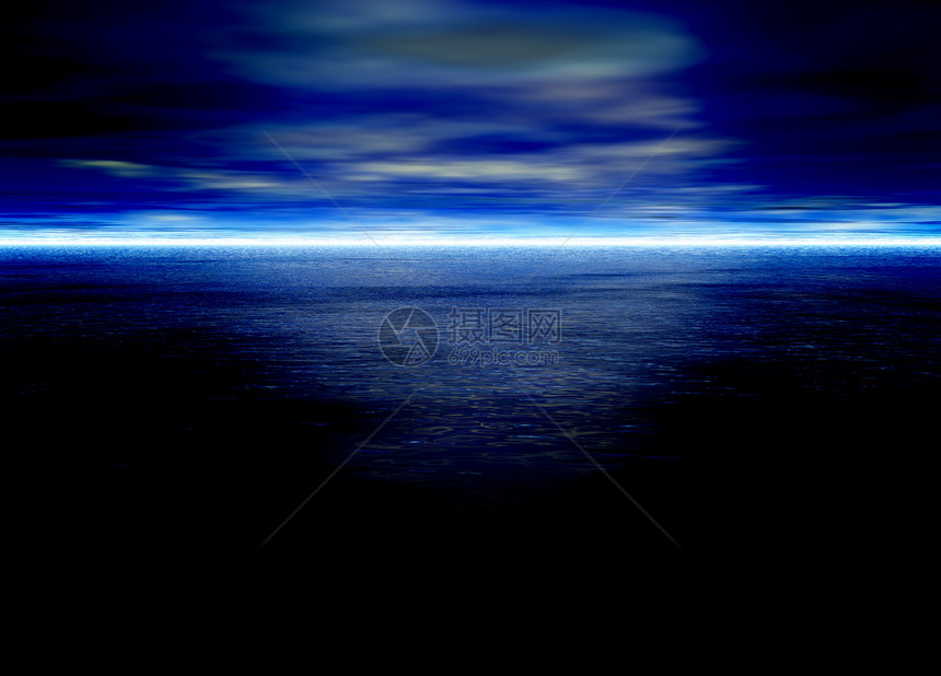 蓝色海景地平线图片