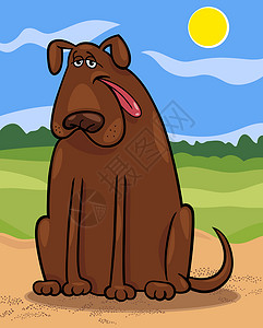 棕色大狗卡通画插图漫画快乐公园太阳鼻子绘画卡通片宠物吉祥物犬类背景图片