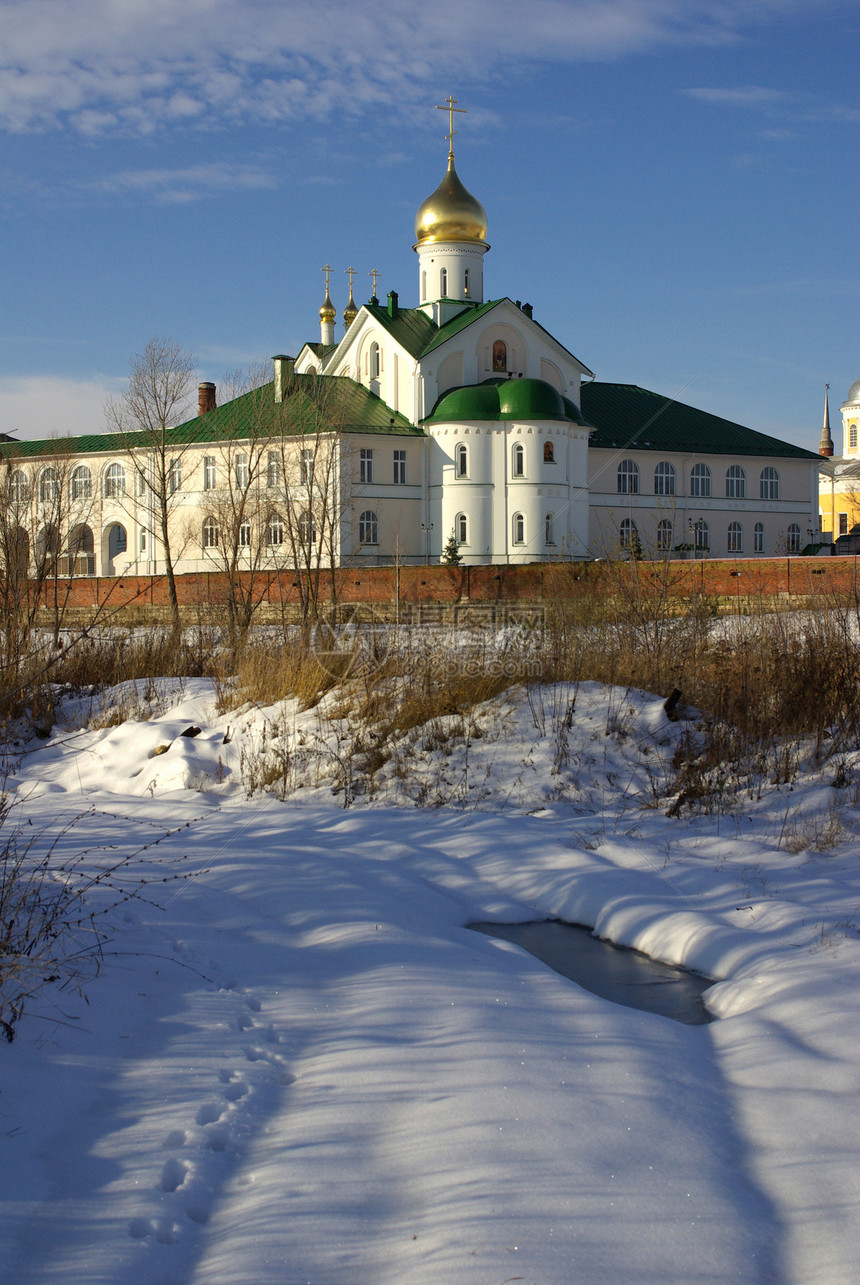 修道院 俄罗斯科洛姆纳金子文化建筑学宗教洋葱钟楼圆顶旅行教会纪念碑图片