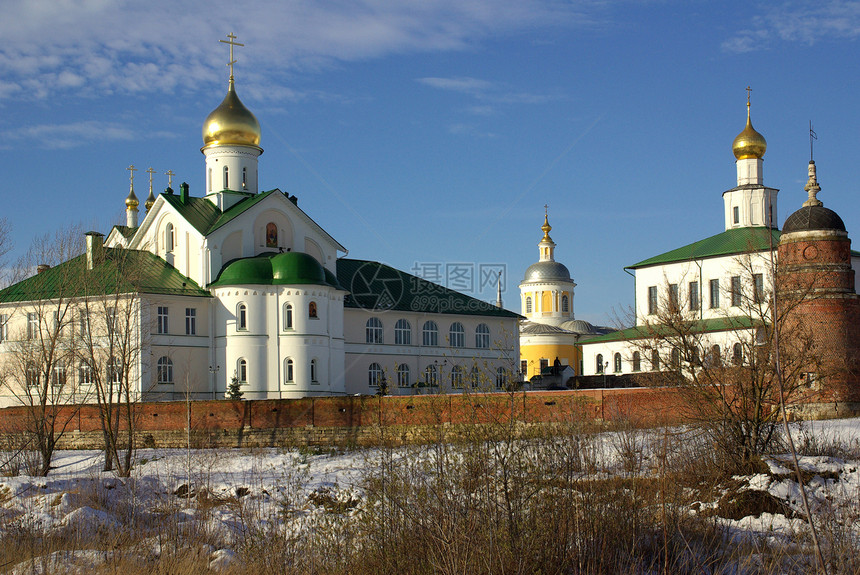 修道院 俄罗斯科洛姆纳中心蓝色历史旅行宗教钟楼天空建筑学教会纪念碑图片