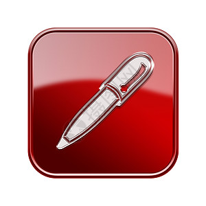 笔筒图标Pen 图标光滑红色 在白色背景上隔离背景