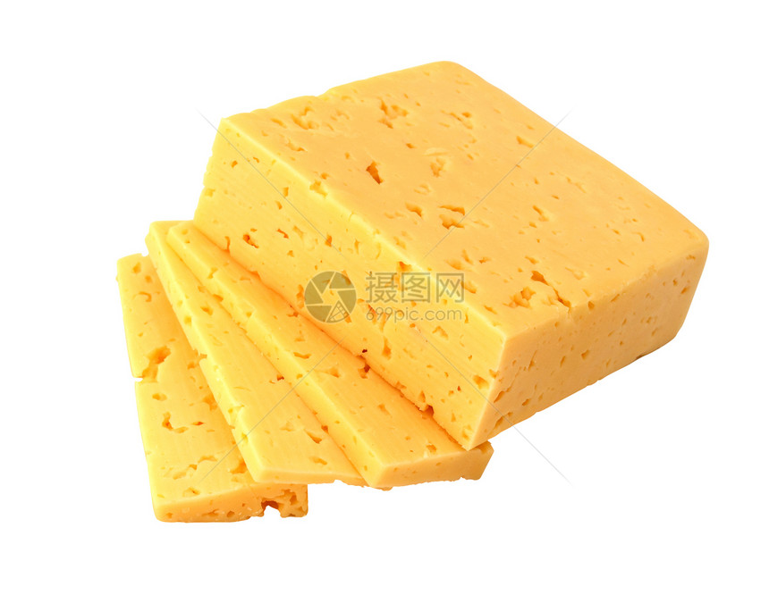 在白色背景上被孤立的奶酪片块食品黄色牛奶产品奶制品早餐小吃烹饪商品磨碎图片