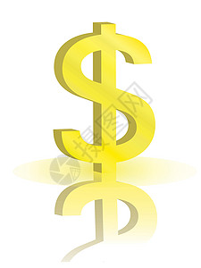 美元符号白色现金货币金子反射金融插图背景图片