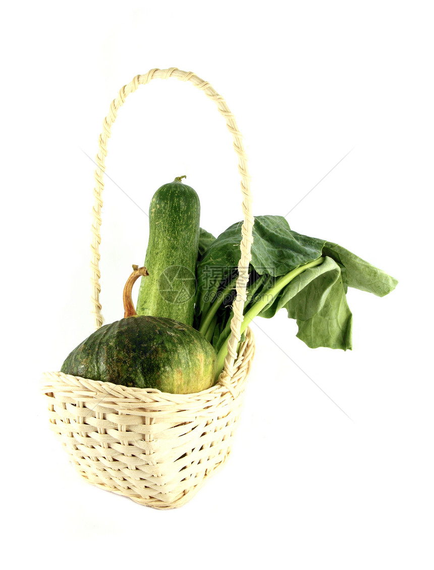 白色背景的篮子混杂蔬菜植物胡椒团体营养黄瓜季豆柠檬市场厨房早餐图片