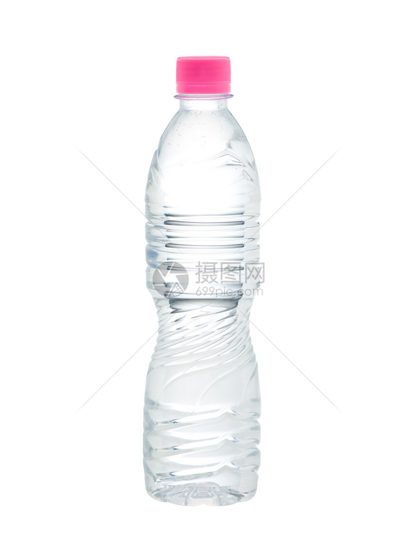 清净无标志或标签的饮用水 在白色上隔绝图片
