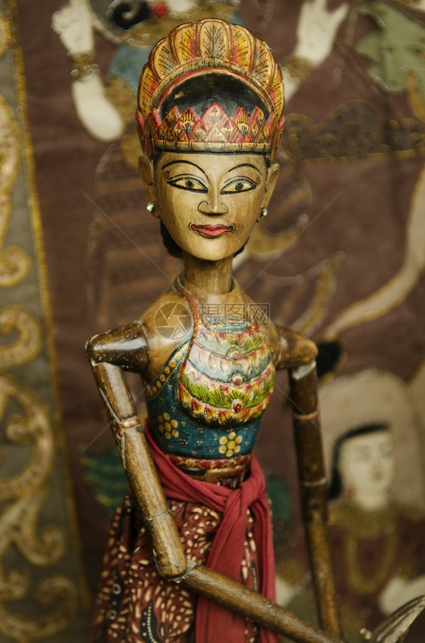 巴厘岛的木偶木偶传统木头数字图片