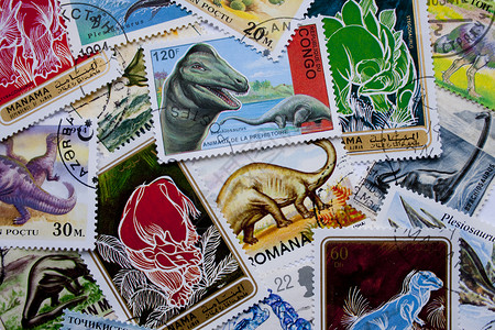 世界邮票 恐龙高清图片