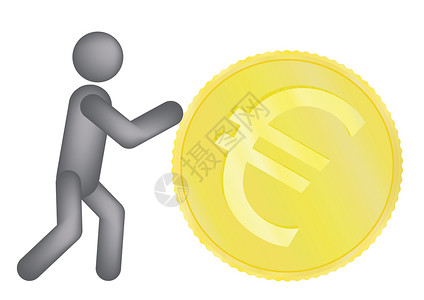 男人滚人欧元硬币背景图片