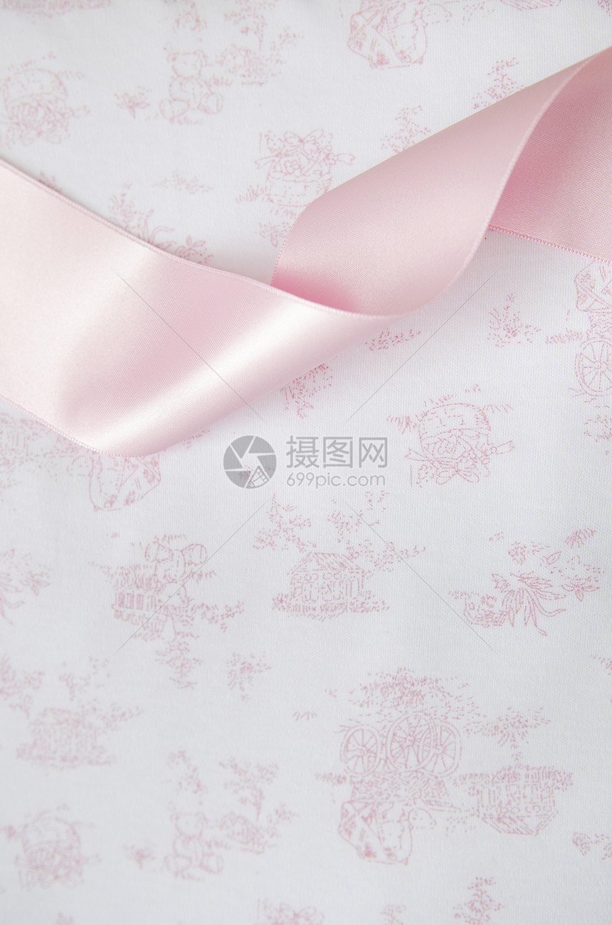 粉色带和纺织品细节蕾丝织物床单图片