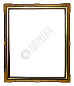 白色背景上的旧木画图框背景图片