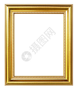 金色花边框架白色背景的金色图片框雕刻装饰品正方形框架古董手工木头艺术家具金子背景