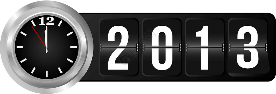2013年新年时钟卡片模拟手表时间庆典警报飞机场黑色时区背景图片