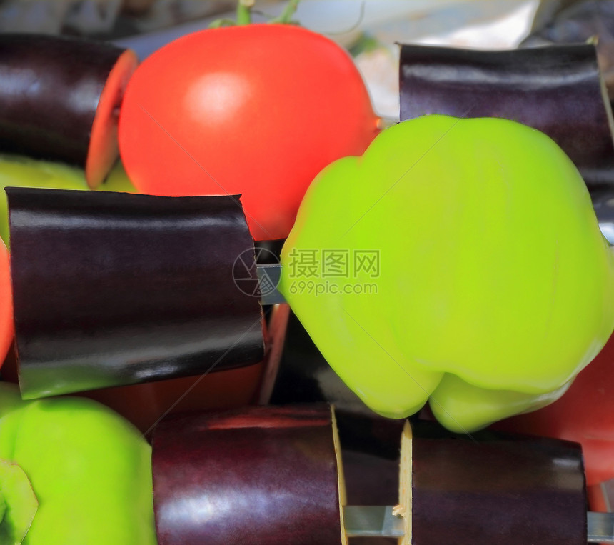 红绿紫绿色生蔬菜紫色食物红色水果黄色茄子图片